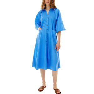 NWT Harshman Women's Supersonic Blue Button Front Muriel Shirt Dress Size Small